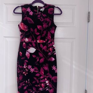 Calvin Klein Floral Sleeveless Dress - Pink and Black